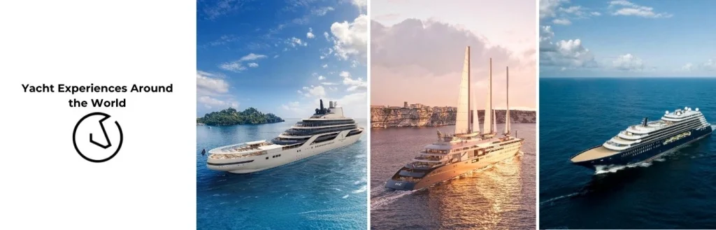 Ultra luxury yacht cruise sailing through crystal-clear waters showcasing luxury yachting experiences and premium travel at sea